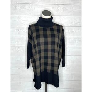 Loft Outlet black/taupe buffalo check oversize tunic sweater NWT Size Large